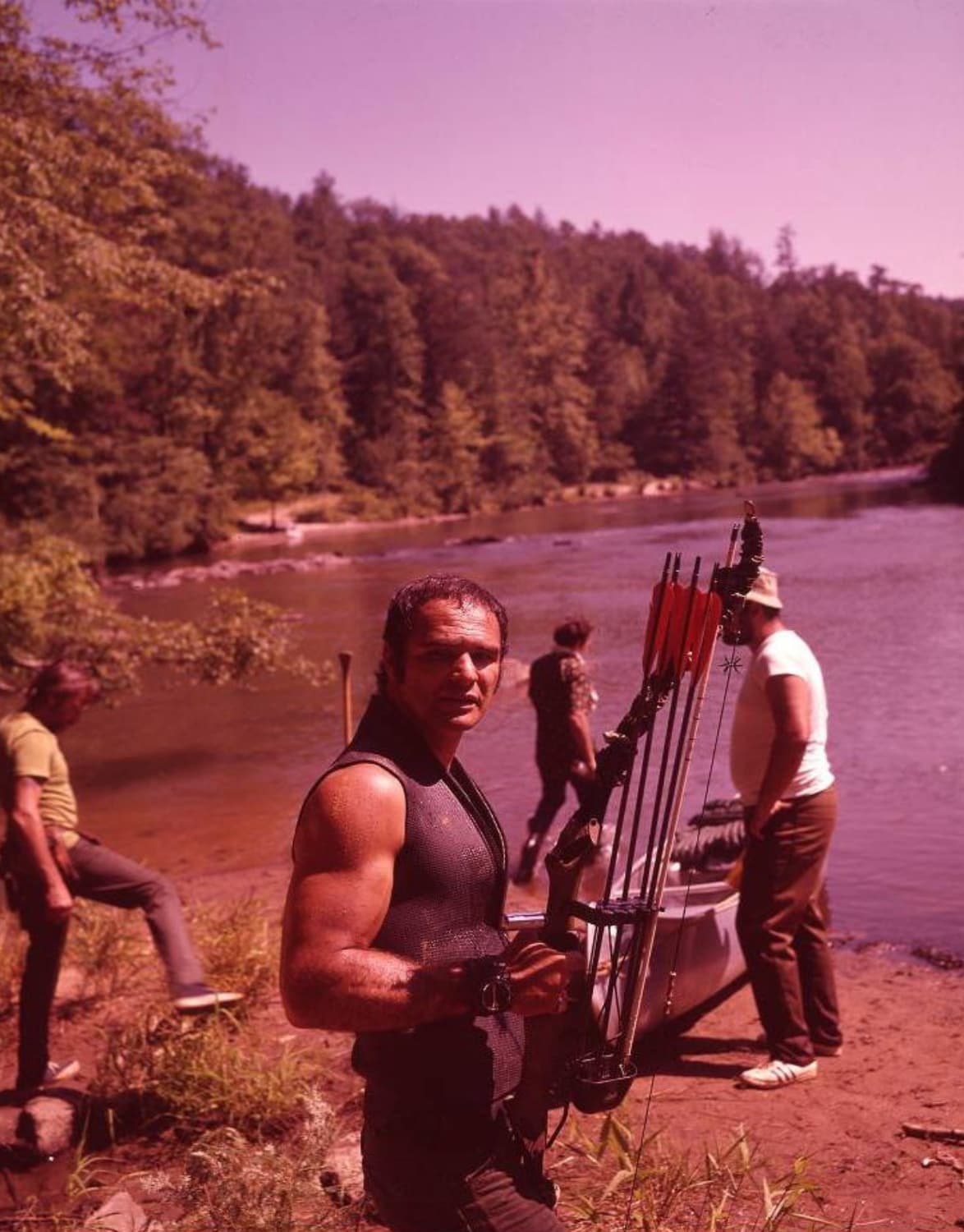 “Burt Reynolds between scenes on the set of Deliverance, 1971.”